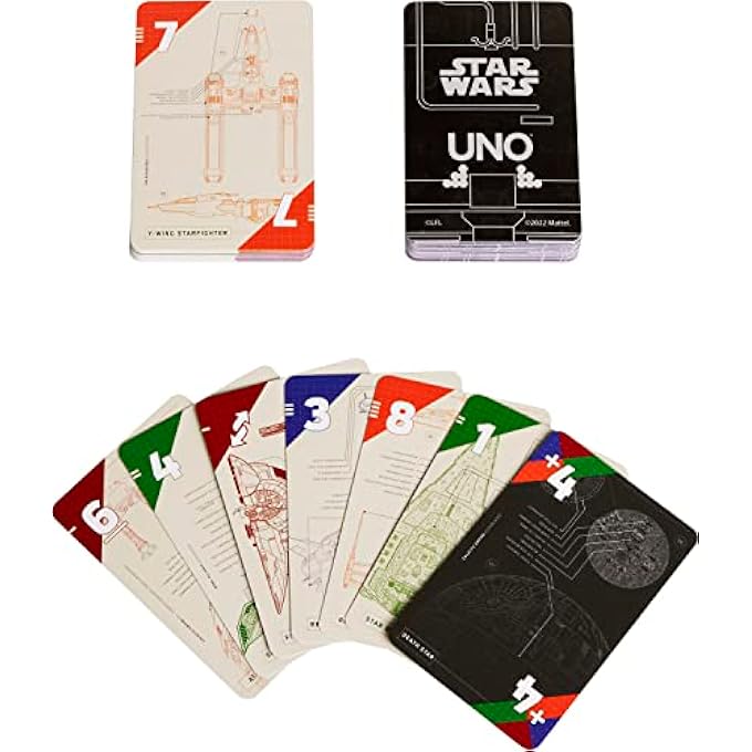 rayihni UNO STAR WARS TECHNICAL SCHEMATICS CARD GAME FOR KIDS & ADULTS WITH BLUEPRINTS OF SPACE STATIONS, SHIPS & DROIDS - Image 2